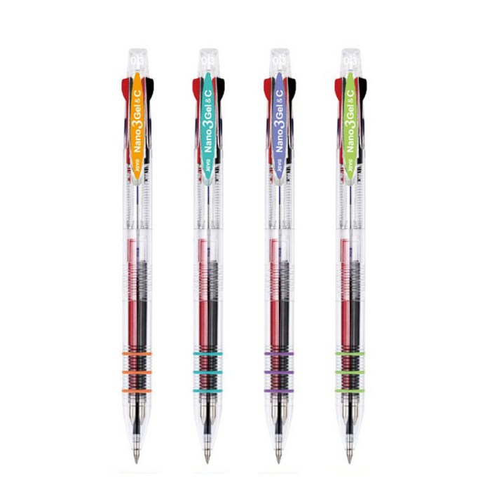 자바펜 나노 3겔 앤 C 3색 중성볼펜 0.3mm, 오렌지, 라임, 민트, 라벤더, 4p