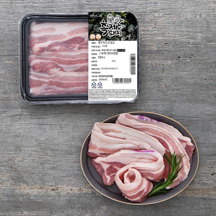 파머스팩 제주 흑돼지 미박삼겹살 구이용 (냉장), 500g, 1팩