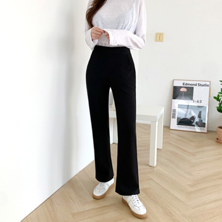 잘빠진 여성용 롱기장 밴드 일자 팬츠