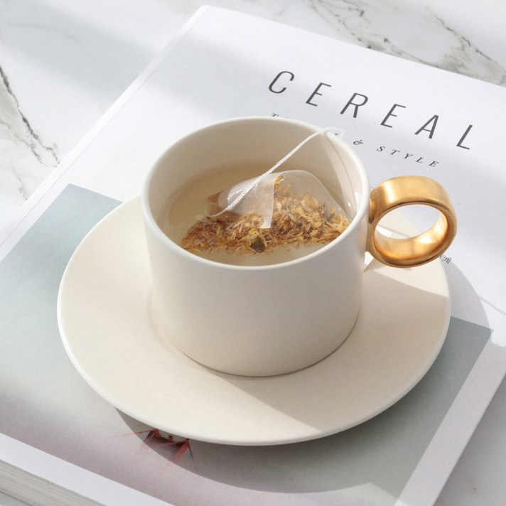 쓰임 마리벨 골드 커피잔 1인조 세트, 크림화이트, 1세트