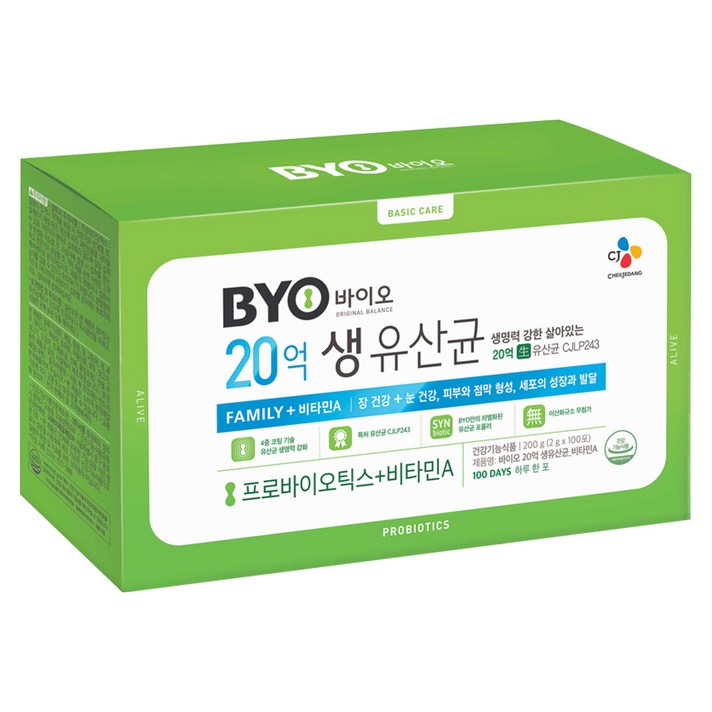 BYO 20억 생유산균 패밀리 비타민A, 2g, 100개입