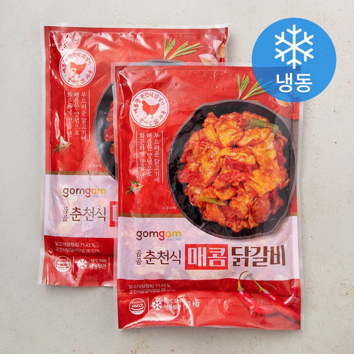 곰곰 춘천식 매콤 닭갈비 (냉동), 1kg, 2개
