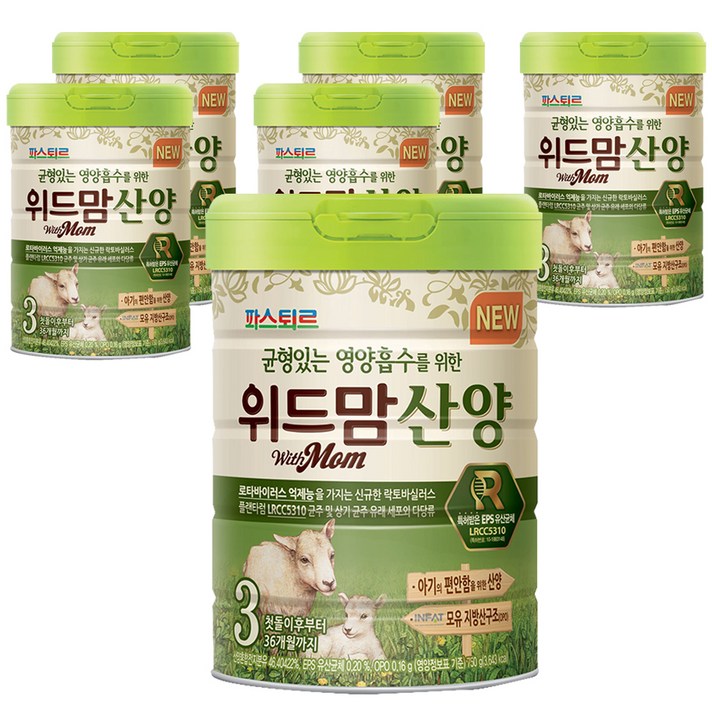 파스퇴르 위드맘 산양 분유 3단계, 750g, 6개