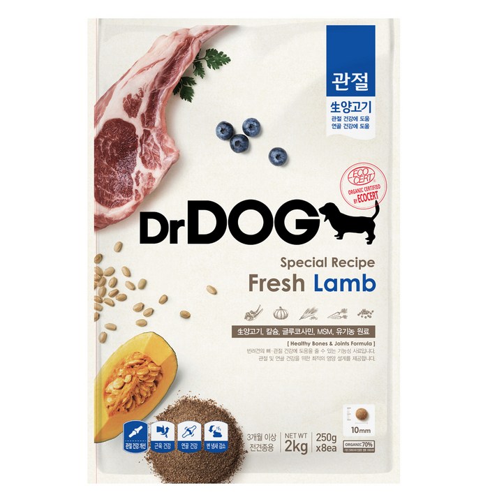 닥터독 3개월이상 양고기 강아지 관절사료, 250g, 8개