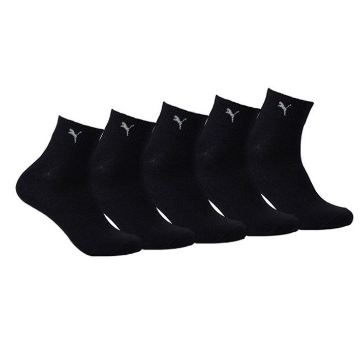 푸마 남성용 이중쿠션 쿼터 중목 스포츠 양말 5족 PUE31013C, BLACK
