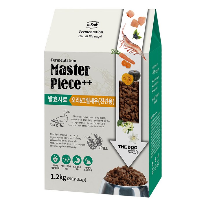 더독 전연령용 닥터소프트 명작 발효 크릴새우 습식 사료, 오리, 1.2kg