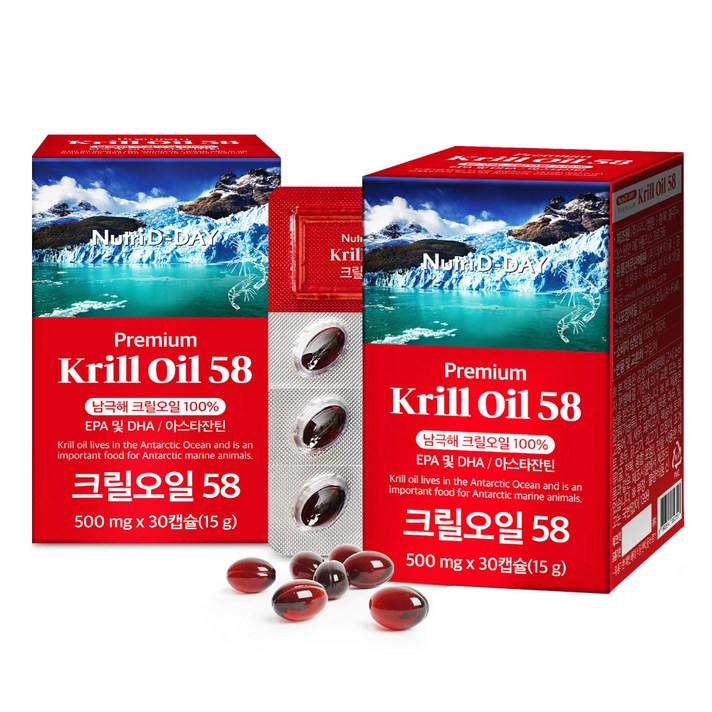 뉴트리디데이 프리미엄 크릴오일58, 30정, 2개