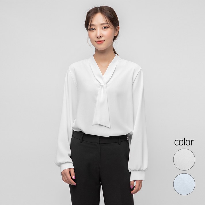 캐럿 여성용 타이 브이넥 블라우스