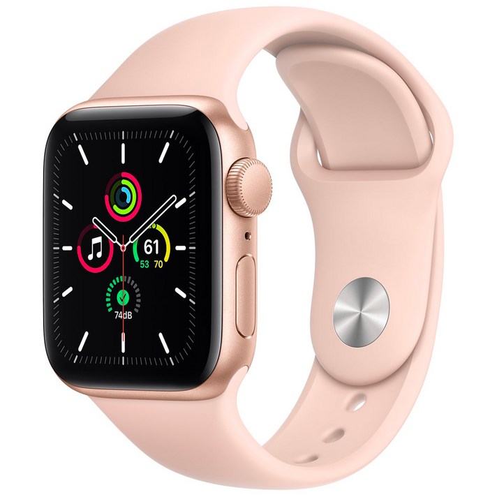 Apple 애플워치 SE, GPS, 골드 알루미늄 케이스, 핑크샌드 스포츠 밴드