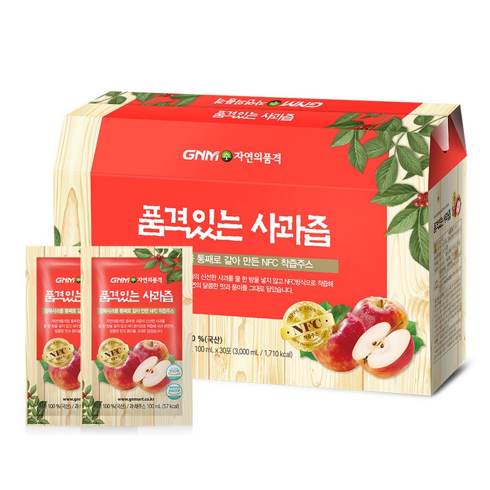 GNM자연의품격 품격있는 사과즙, 100ml, 30포