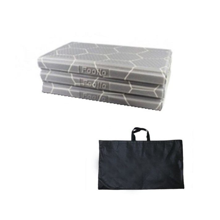 SN월드 다용도 3단 엠보싱 접이식 캠핑매트 + 보관가방, 그레이