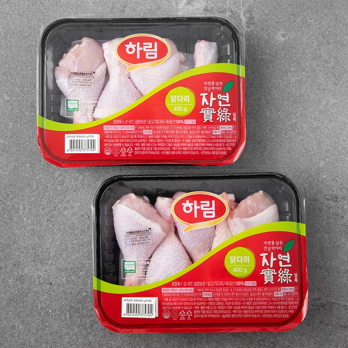 하림 무항생제 인증 자연실록 닭북채 (냉장), 400g, 2팩