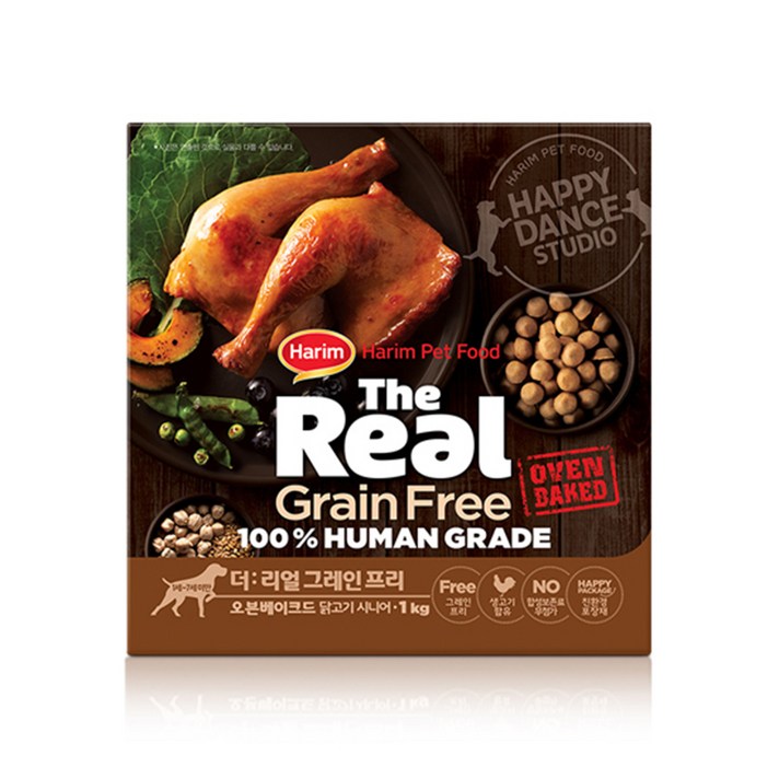 하림펫푸드 더리얼 그레인프리 오븐베이크드 시니어 강아지사료, 닭, 1kg