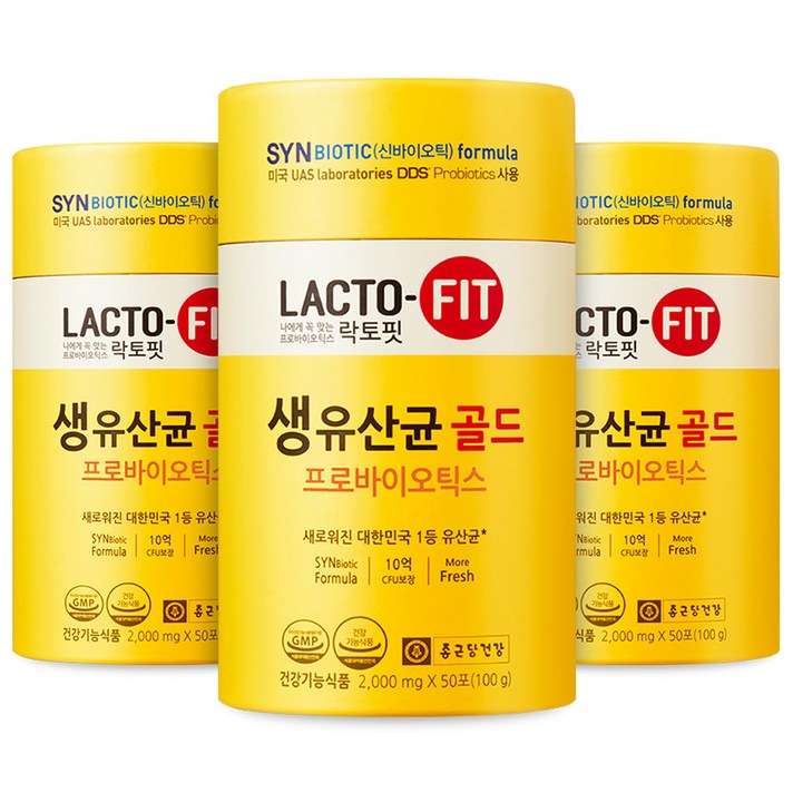 종근당건강 락토핏 생유산균 골드, 100g, 3개