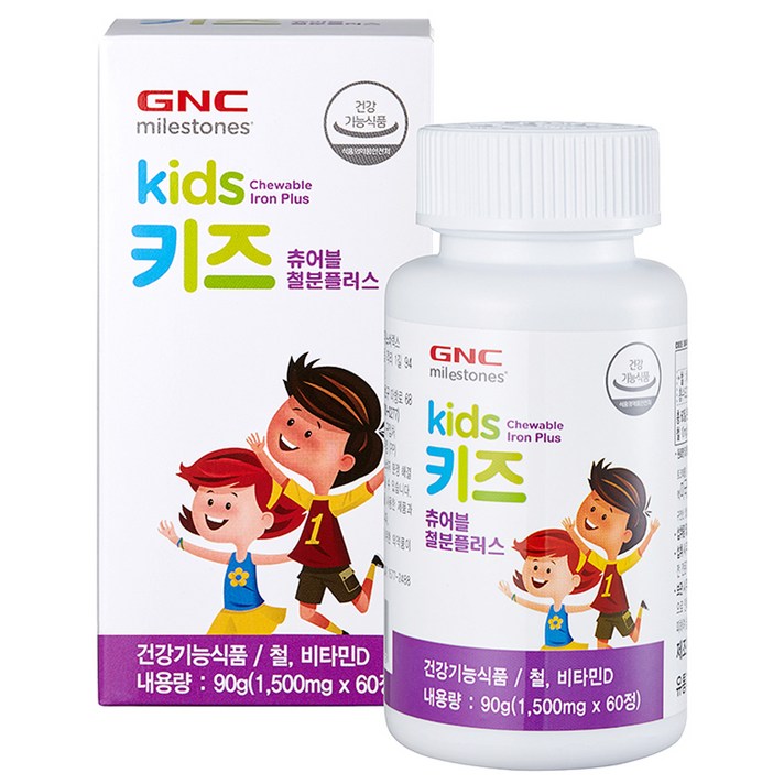 GNC 키즈 츄어블 철분 플러스, 60정, 1개