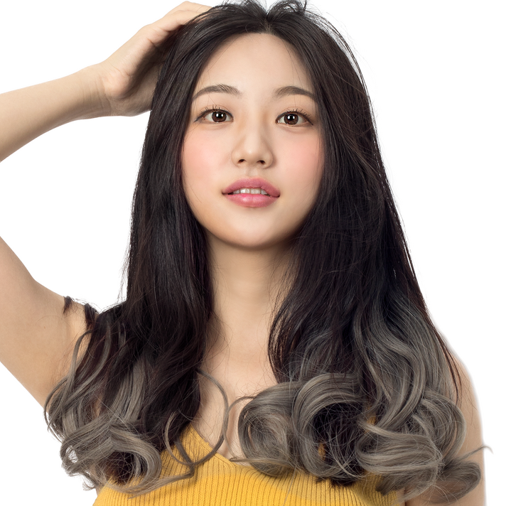 준 투컬러 웨이브 1피스 붙임머리 40cm 130g, 블랙 + 애쉬그레이, 1개