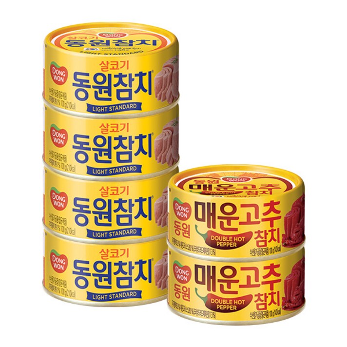 동원 살코기참치 100g x 4p + 매운고추참치 100g x 2p, 1세트