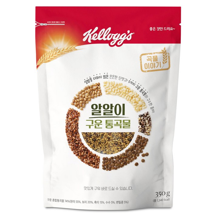 켈로그 곡물이야기 알알이 구운 통곡물 시리얼, 350g, 1개
