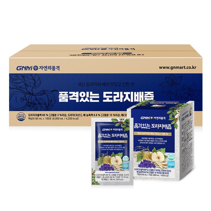 GNM자연의품격 품격있는 도라지배즙, 80ml, 100포