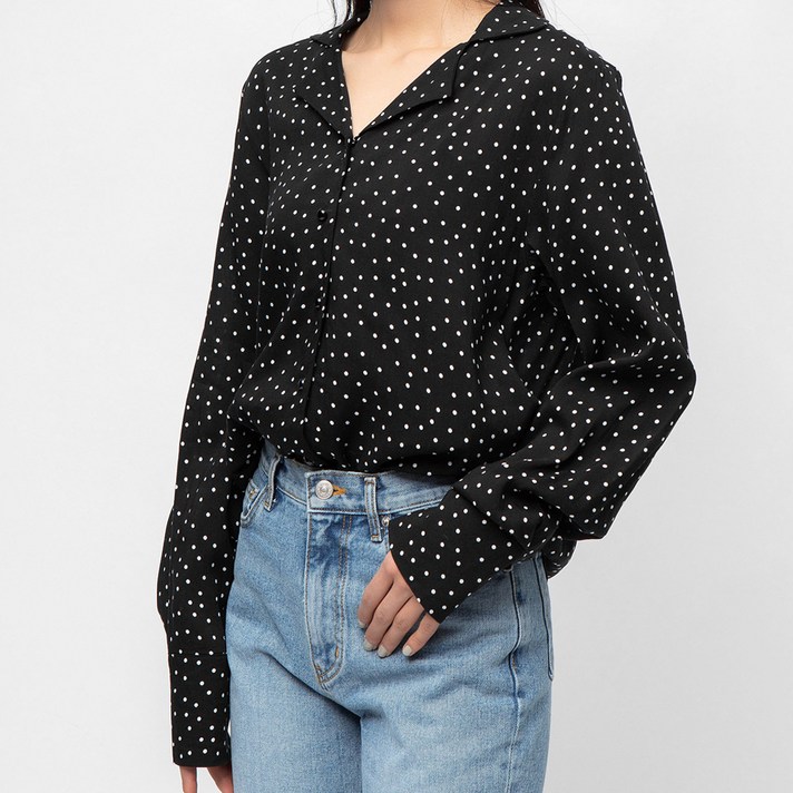 캐럿 여성 도트 땡땡이 블라우스