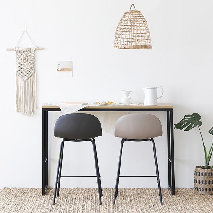 룸앤홈 헬싱키 등받이바 스툴 PU 홈바의자, 블랙그레이