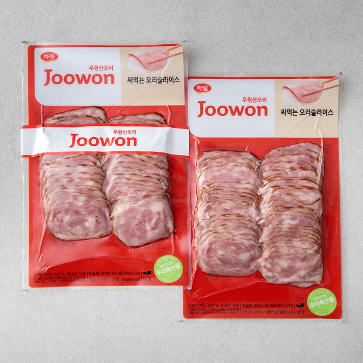주원산오리 싸먹는오리 슬라이스, 320g, 2개
