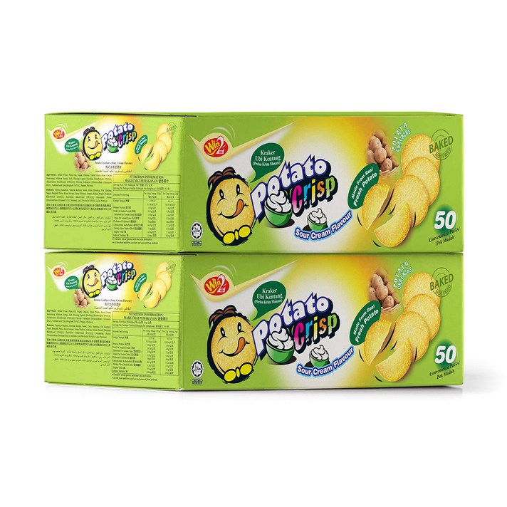 [쿠팡 직수입] 포테이토 크리스프 스낵 사워크림맛 50개입, 1kg, 2개