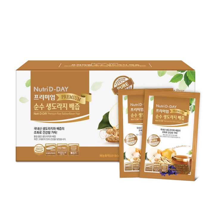 뉴트리디데이 프리미엄 순수 생도라지 배즙, 80ml, 30개입