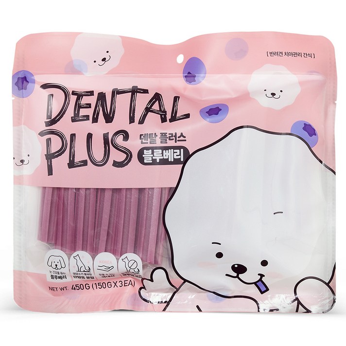 강아지 간식 덴탈플러스 덴탈껌 450g, 블루베리, 1개