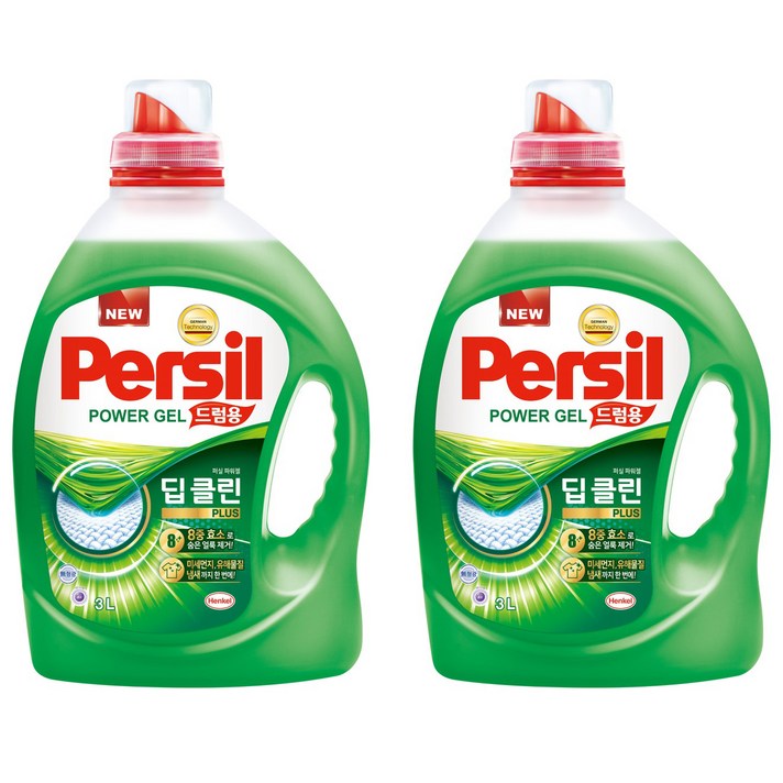 퍼실 딥클린 플러스 파워젤 액상세제 드럼용 본품, 3L, 2개