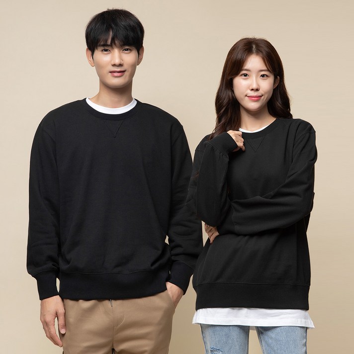 캐럿 남녀공용 베이직 맨투맨