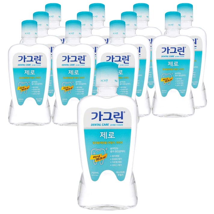 가그린 제로 구강청결제, 750ml, 12개