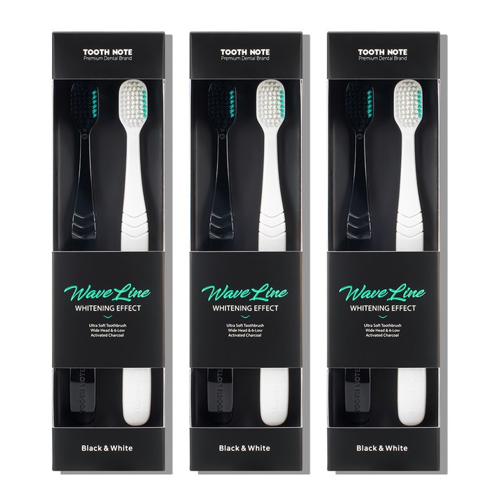 투스노트 프리미엄 Wave Line 미백칫솔, 2개입, 3개