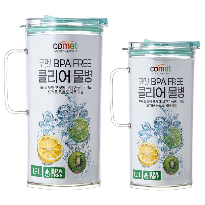 코멧 냉장고 물병 1.9L + 1.2L 세트, 1세트