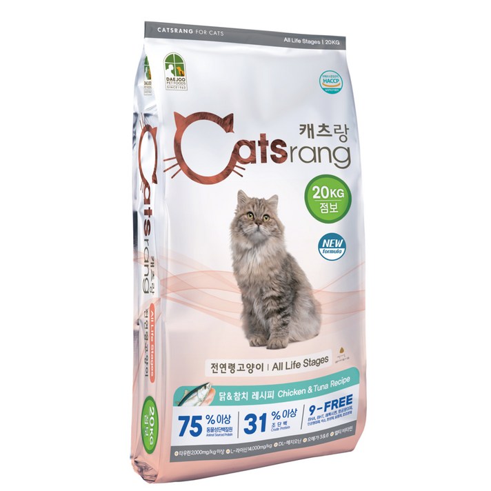캐츠랑 NEW 전연령 올라이프 고양이 건식사료, 닭 + 참치, 20kg