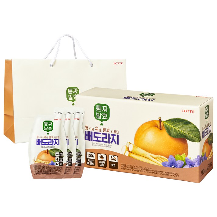 롯데헬스원 착즙발효건강즙 통짜발효 배도라지, 90ml, 30개