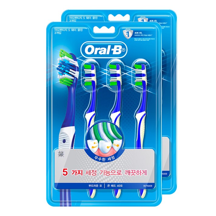 오랄비 컴플리트 5웨이 클린 칫솔, 3개입, 2개