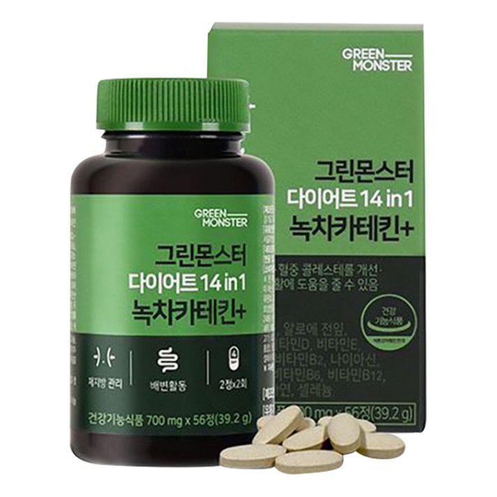 그린몬스터 다이어트 14 in 1 녹차카테킨+, 56정, 1개