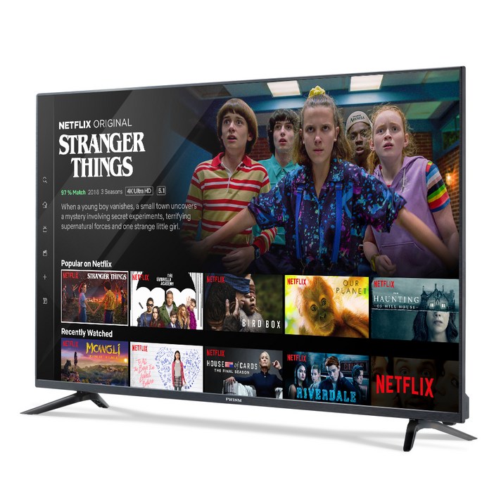 프리즘 스마트 4K UHD HDR TV 139.7cm NETFLIX 5.1 139.7cm PT55UL + HDMI 케이블, 벽걸이형, 방문설치