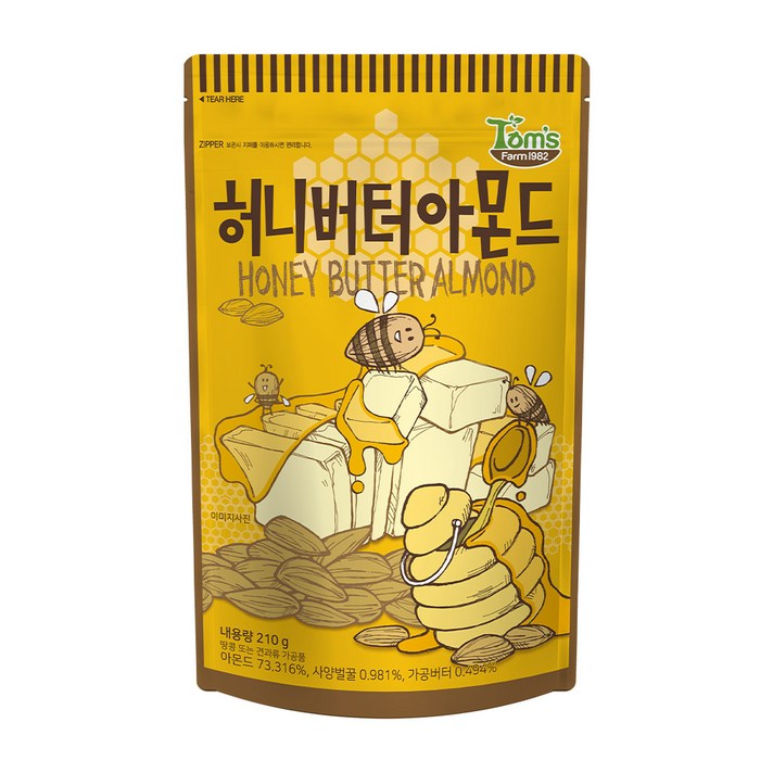 탐스팜 허니버터 아몬드, 210g, 1개