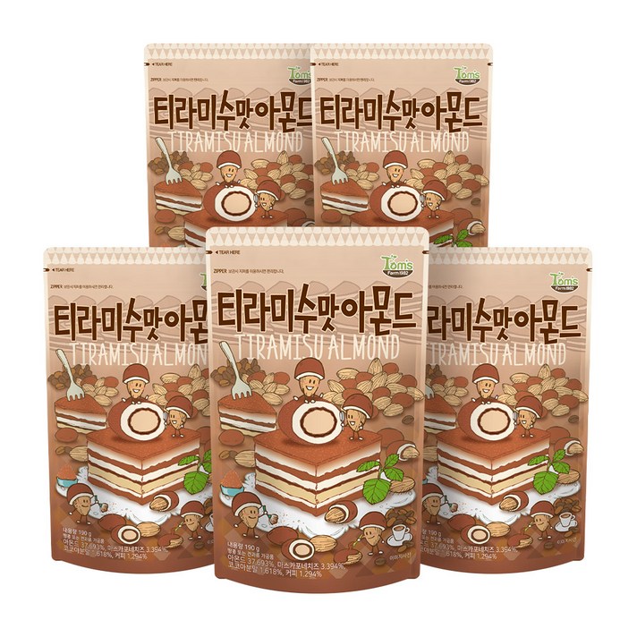 탐스팜 티라미수맛 아몬드, 190g, 5개