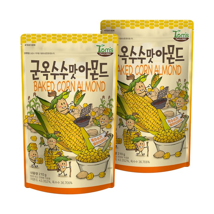 탐스팜 군옥수수맛 아몬드, 210g, 2개