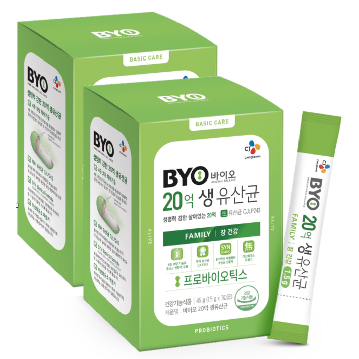 BYO 20억 생유산균 패밀리, 1.5g, 60개입