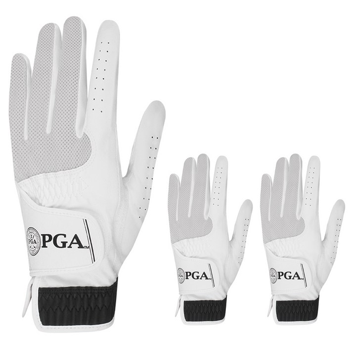 PGA 2102F 여성용 합피 골프장갑 왼손착용 3p, 화이트
