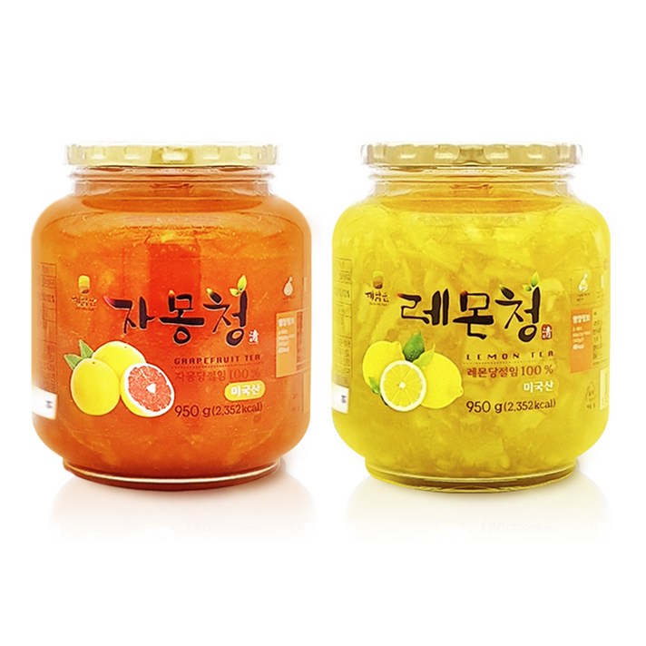 견과공장 자몽청 950g + 레몬청 950g, 1세트