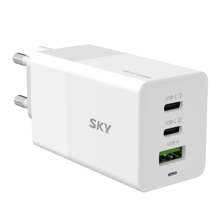 스카이 필 GaN65S USB-PD 고속 3포트 멀티충전기 어댑터 SKY-G65SPD3 65W, 화이트, 1개