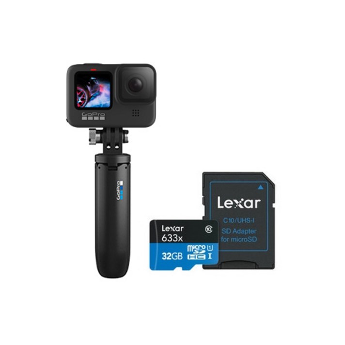 고프로 HERO 9 Black 액션캠 SPBL1 + 미니 연장봉 익스텐션 폴 삼각대 쇼티 + 메모리 32GB 세트