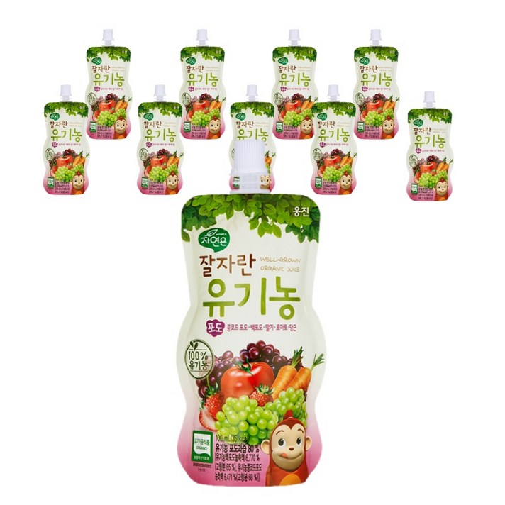 자연은 잘자란 유기농 코코몽 과일야채주스 100ml, 포도, 10개