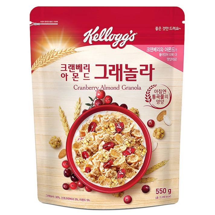 켈로그 크랜베리 아몬드 그래놀라 시리얼, 550g, 1개