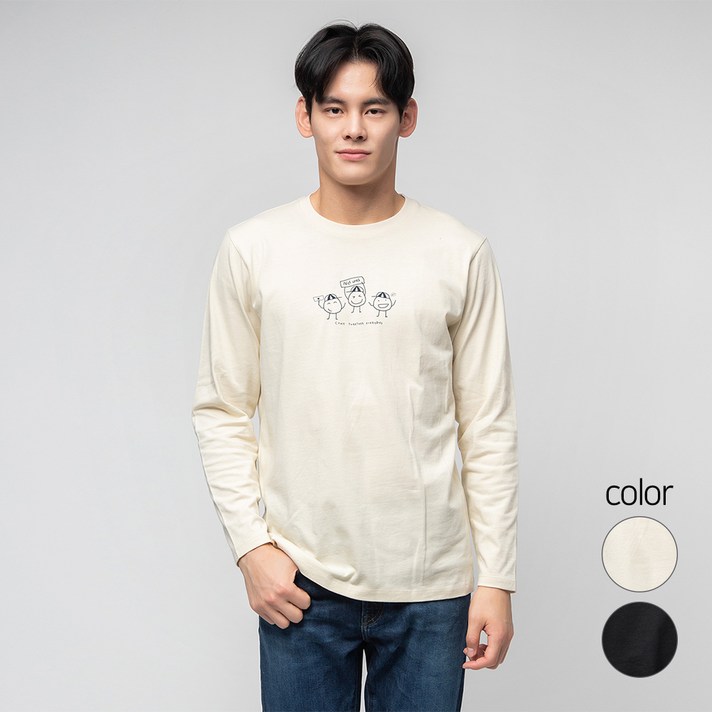 캐럿 남성용 레귤러 핏 긴팔 그래픽 티셔츠 Together